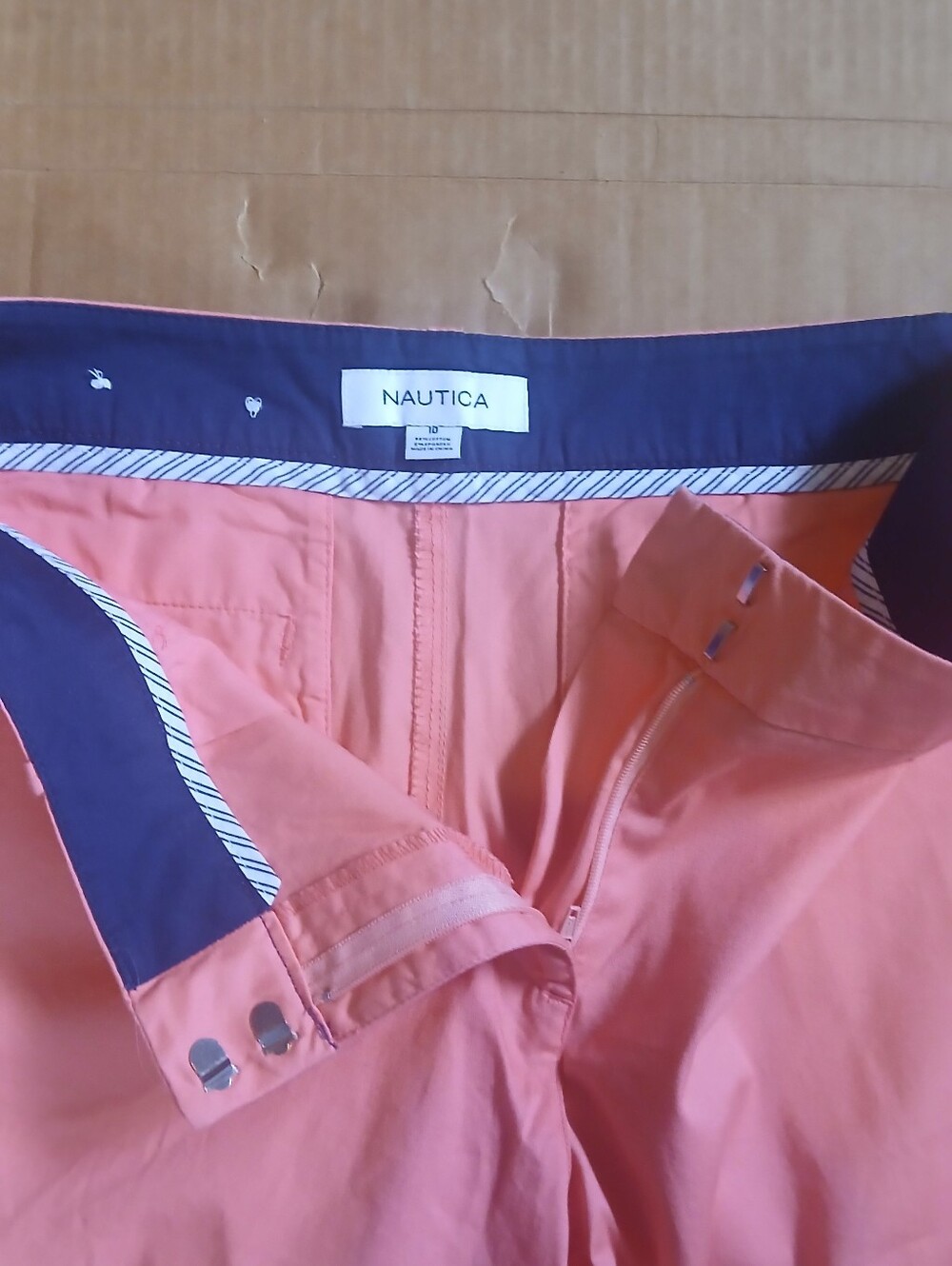 Nautica Bermuda Shorts Women 10Pink Chino Stretch Cotton Casual Preppy